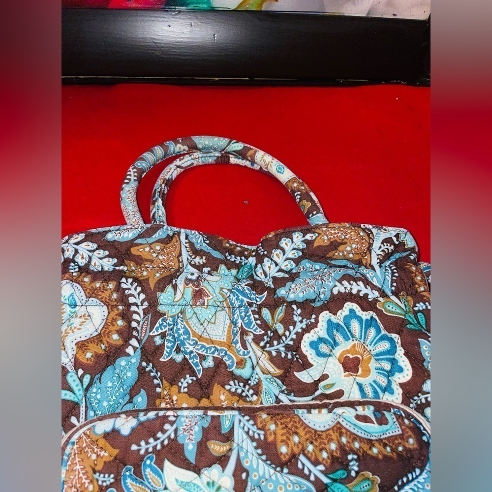 NWOT VERA BRADLEY BOHO RETIRED NON-ZIP JAVA BLUE/CHOCOLATE PAISLEY SMALL… - Picture 7 of 16